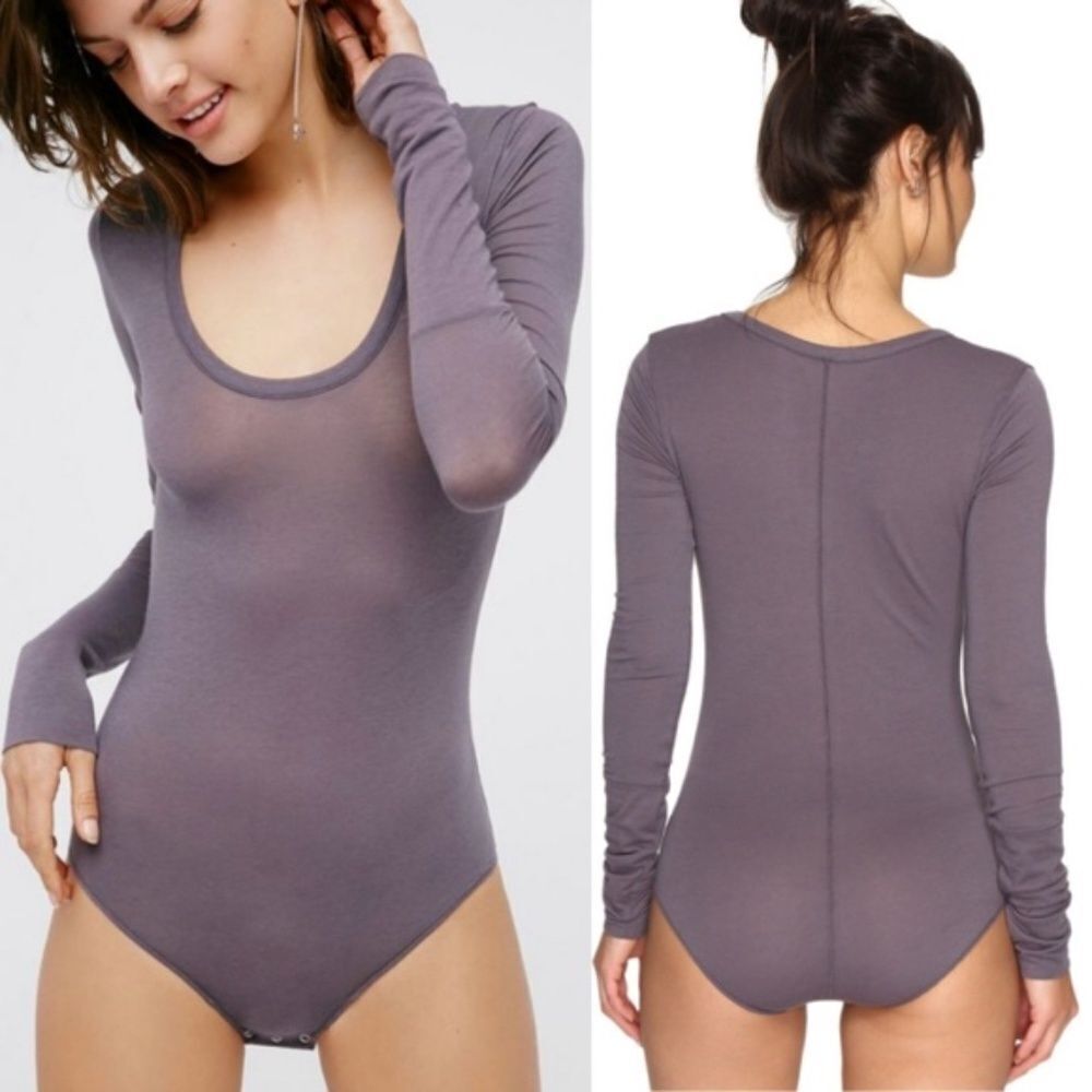 Intimately Free‎ People Easy Peasy Grey Bodysuit